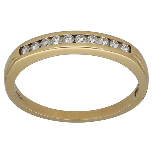 18ct Gold 0.10ct Diamond Half Eternity Ring Size O