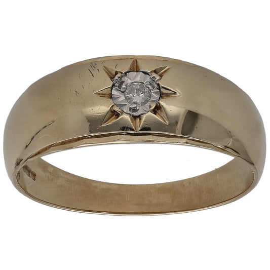 9ct Gold 0.04ct Diamond Solitaire Ring Size T