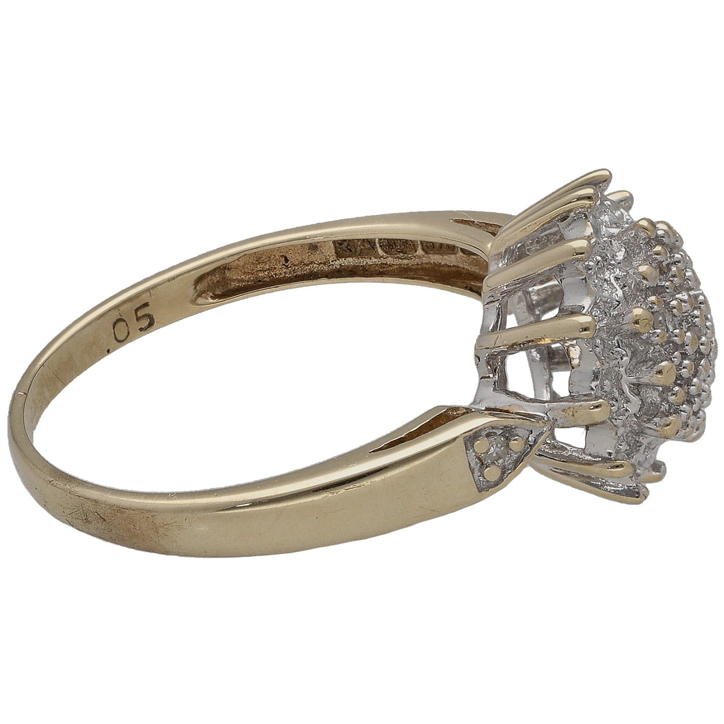 9ct Bicolour Gold 0.045ct Diamond Cluster Ring Size L