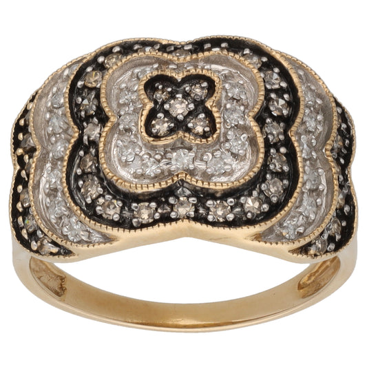 9ct Gold 0.64ct Diamond Dress/Cocktail Ring Size P