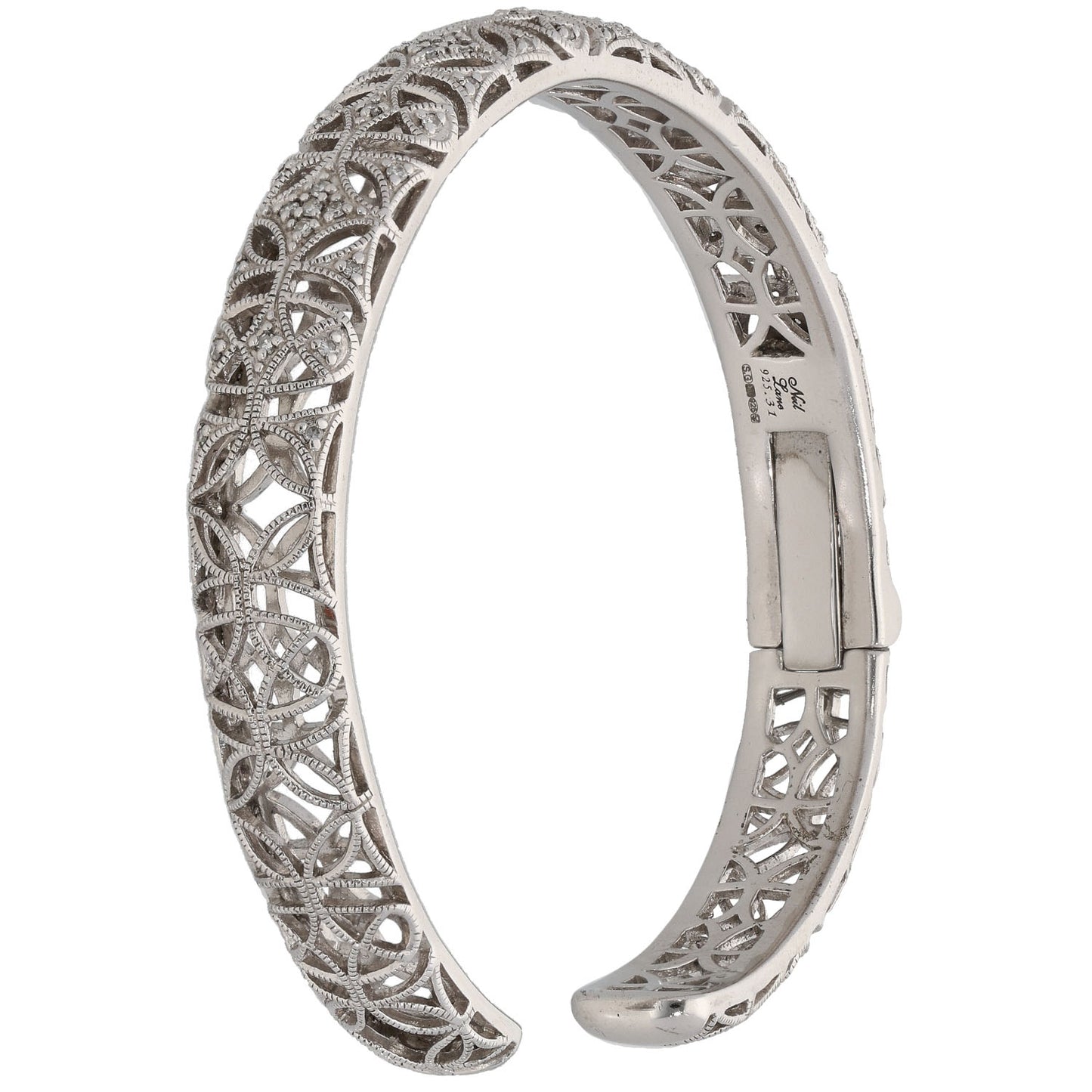 Sterling Silver 0.33ct Diamond Hinged/Clasp Bangle