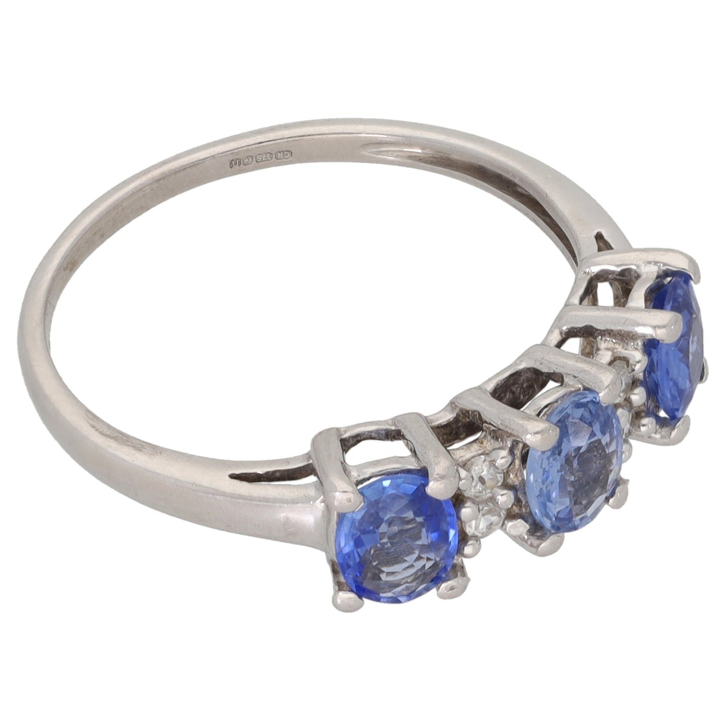 9ct White Gold Sapphire & White Sapphire Half Eternity Ring Size N