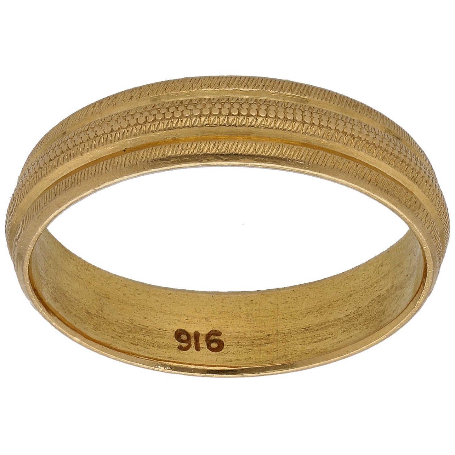 22ct Gold Patterned Wedding Ring Size P