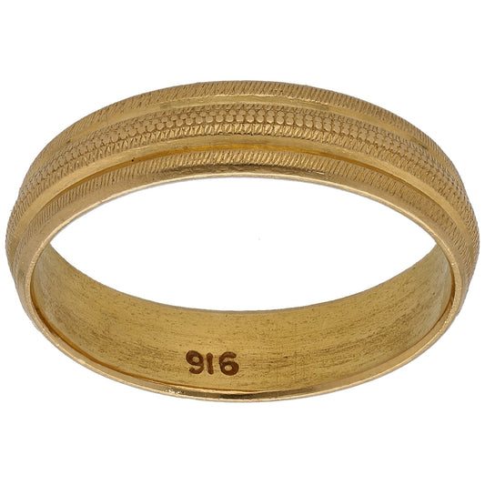 22ct Gold Patterned Wedding Ring Size P