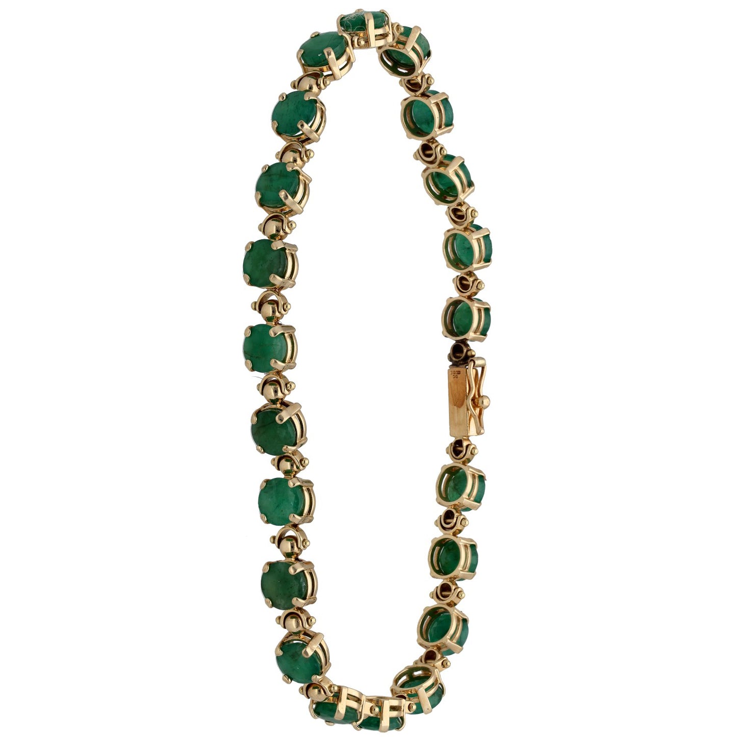 9ct Gold Emerald Fancy Stone Set Bracelet