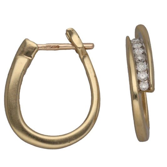 9ct Gold 0.28ct Diamond Creole Earrings