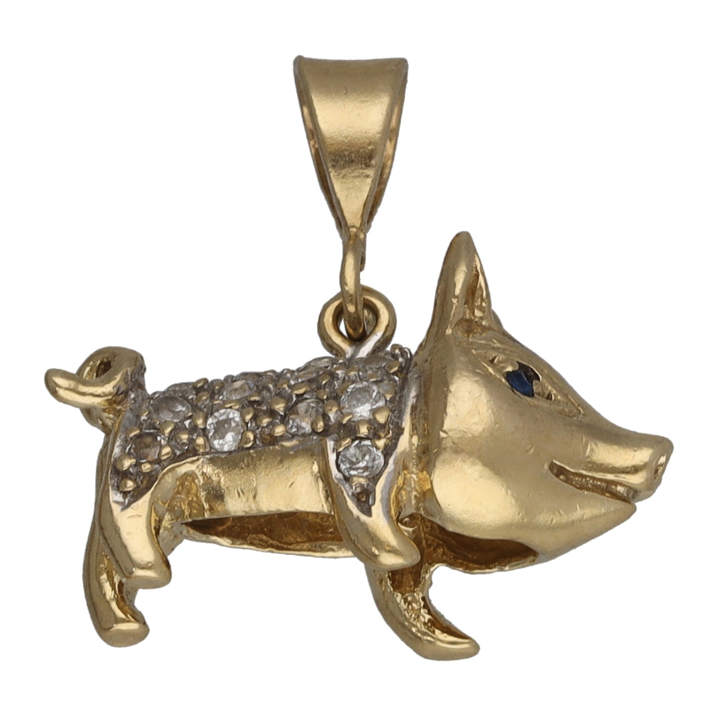 9ct Gold Imitation Gems Pig Pendant