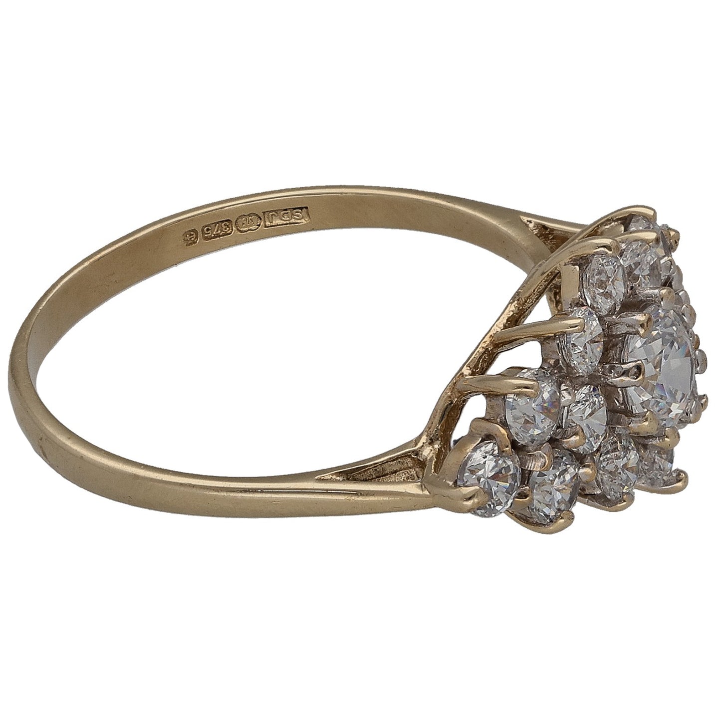 9ct Gold Cubic Zirconia Dress/Cocktail Ring Size M