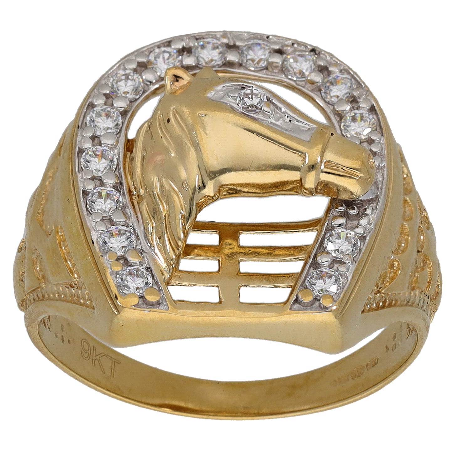 9ct Gold Cubic Zirconia Horseshoe Ring Size T