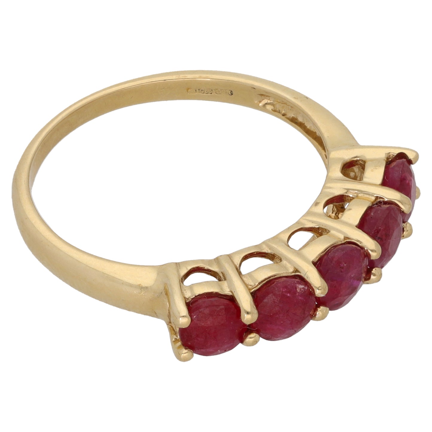9ct Gold Glass Filled Ruby Half Eternity Ring Size N