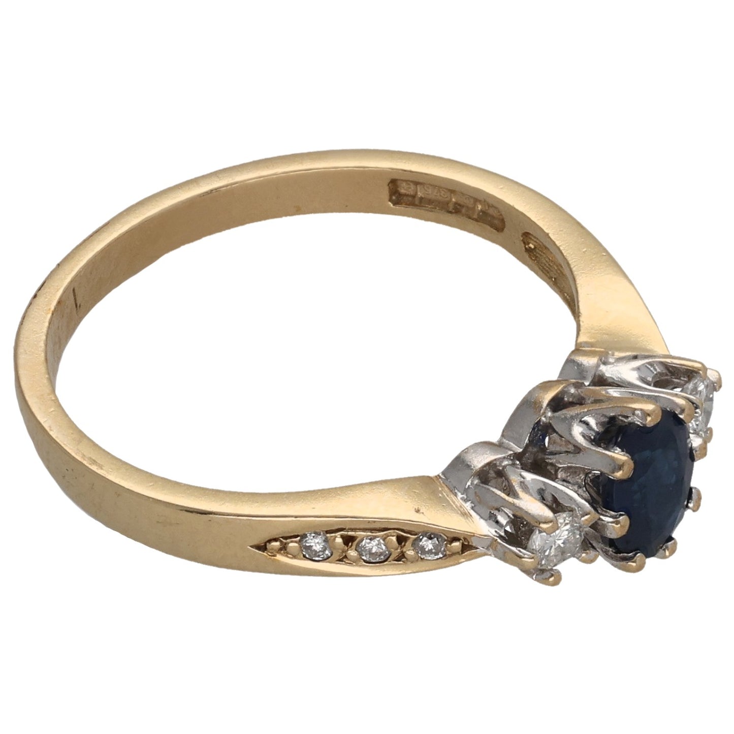 9ct Gold Sapphire & 0.09ct Diamond Dress/Cocktail Ring Size L