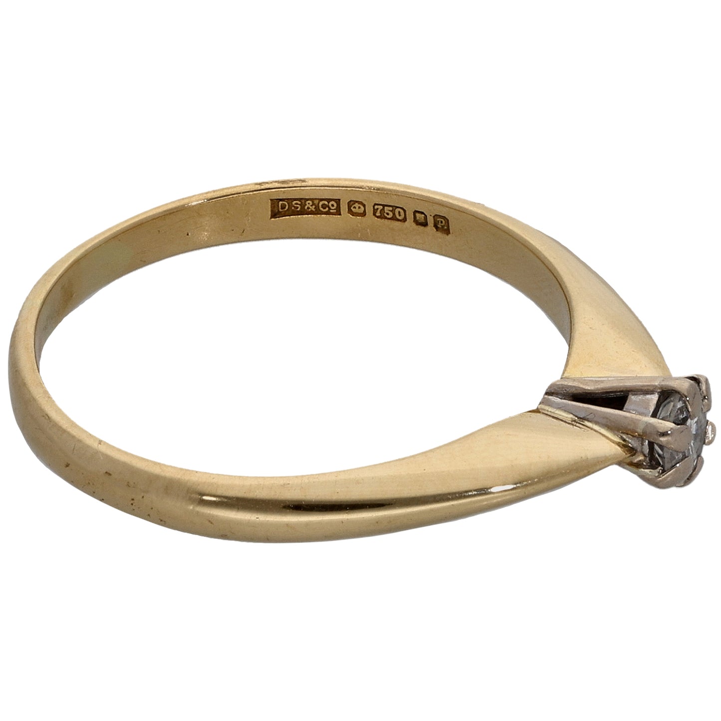 18ct Gold 0.15ct Diamond Solitaire Ring Size O