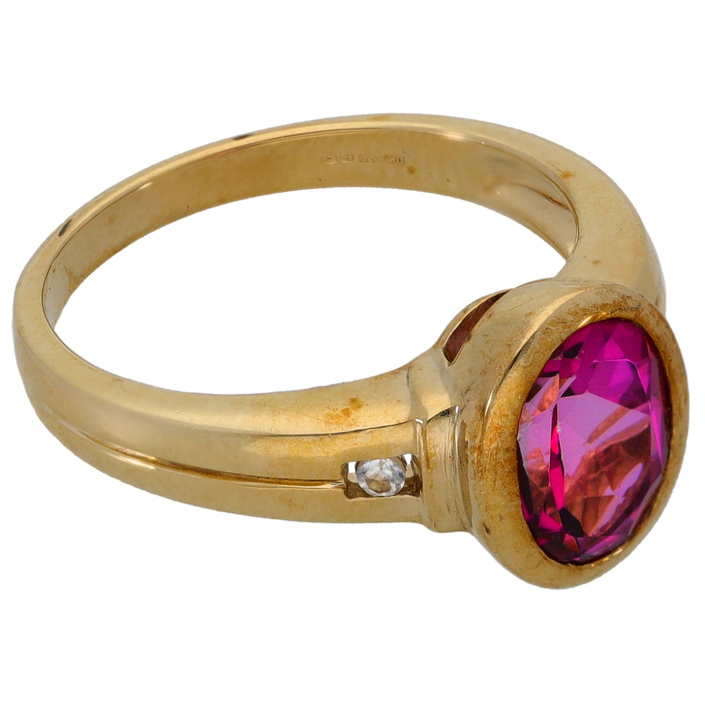 9ct Gold Coated Topaz & Imitation Gems Single Stone Ring With Accents Size N