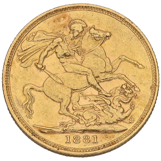 22ct Gold Queen Victoria Full Sovereign Coin 1881