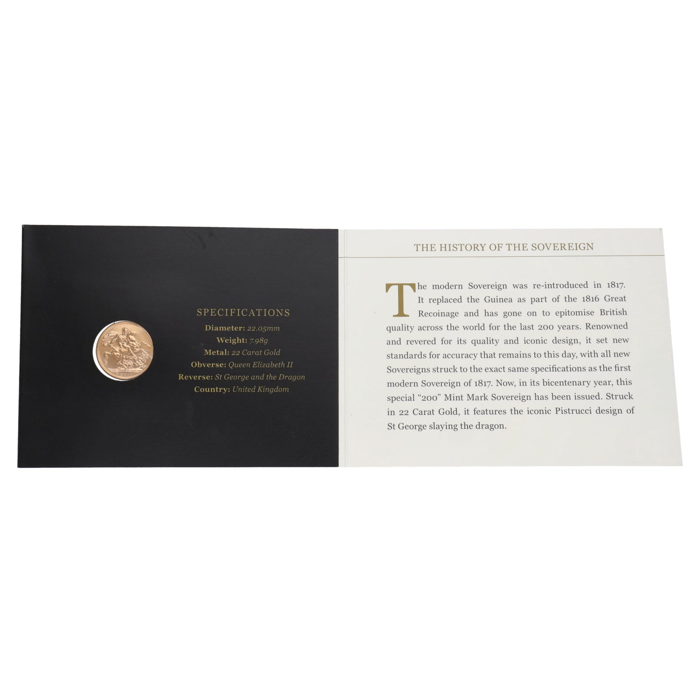 22ct Gold Queen Elizabeth II Full Sovereign Coin 2017