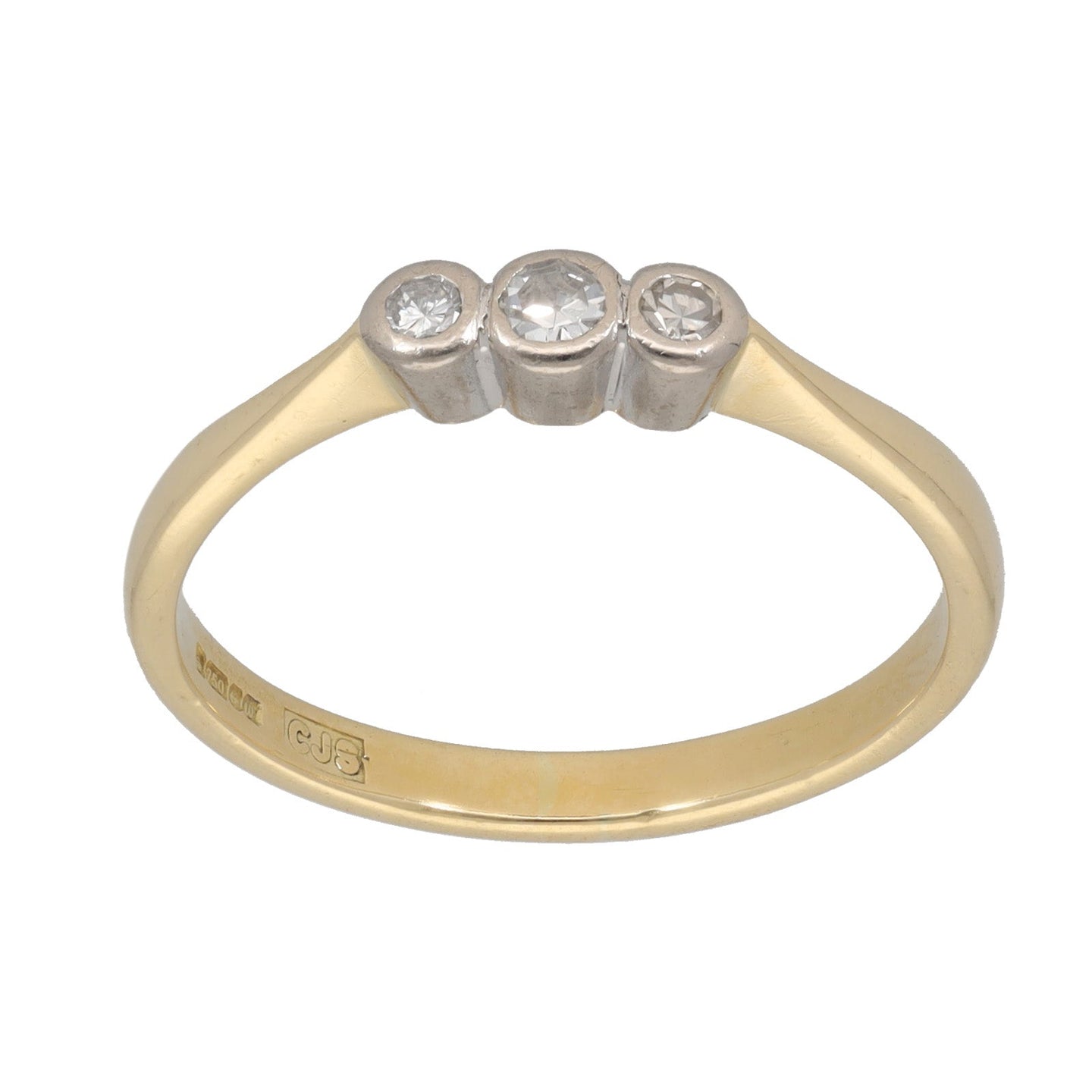 18ct Gold 0.11ct Diamond Trilogy Ring Size Q