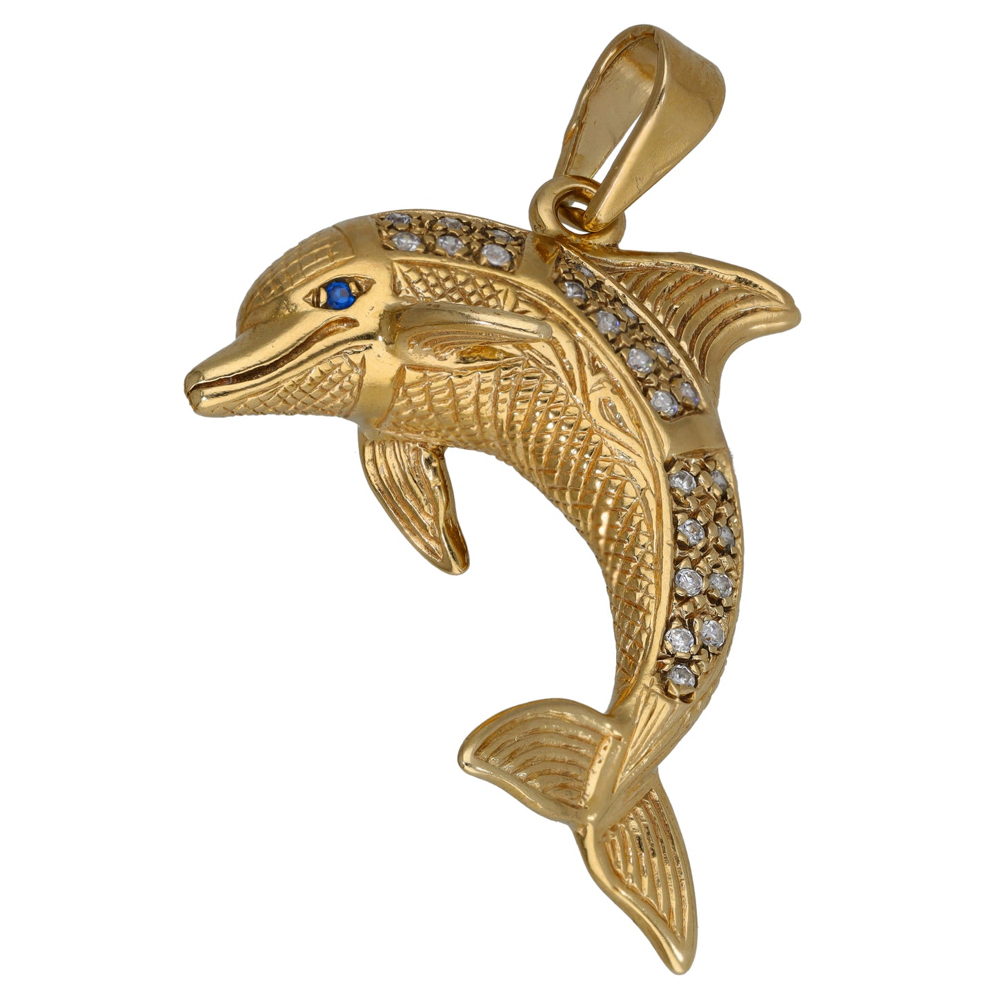 9ct Gold Cubic Zirconia & Imitation Dolphin Pendant