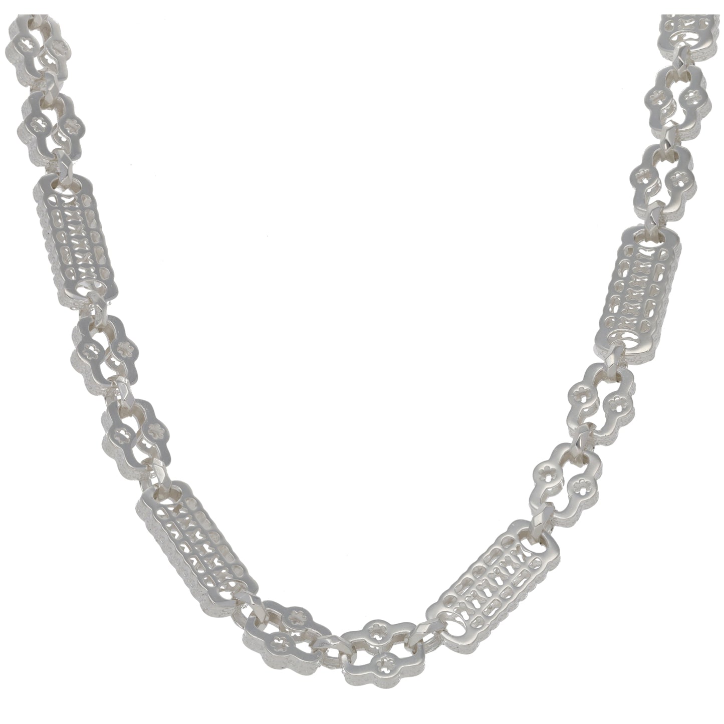 New Sterling Silver Stars and Bars Chain 22"