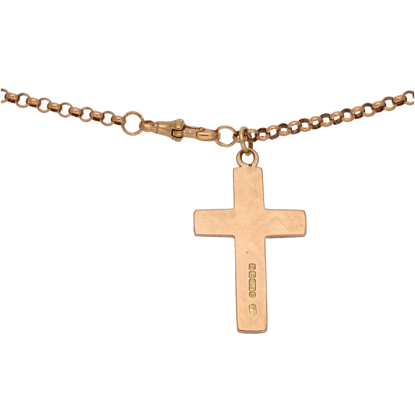 9ct Rose Gold Cross Pendant With Chain