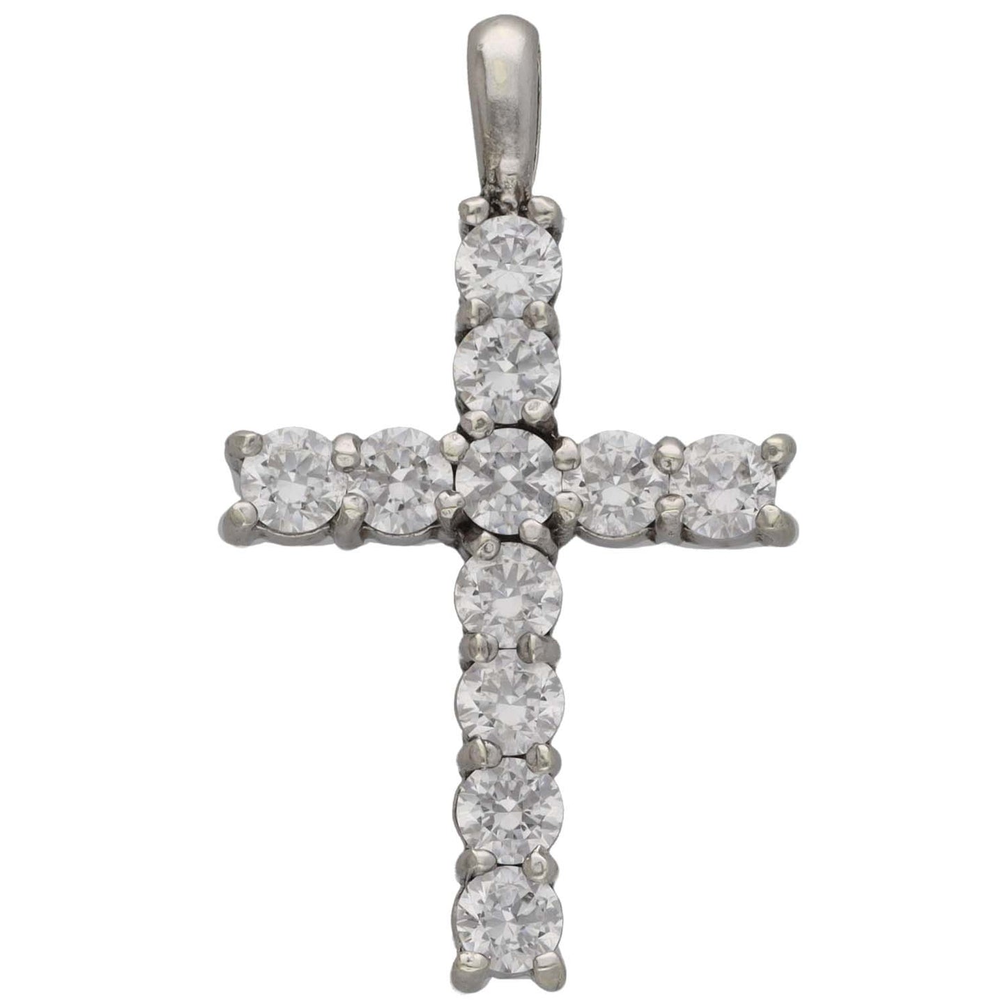 9ct White Gold Cubic Zirconia Cross Pendant
