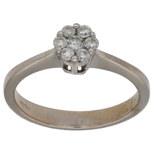 18ct White Gold 0.25ct Diamond Cluster Ring Size M