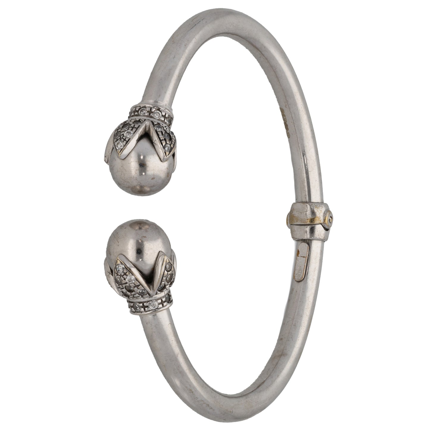 9ct White Gold Cubic Zirconia Hinged/Clasp Bangle