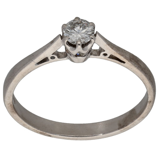 9ct White Gold 0.22ct Diamond Solitaire Ring Size O