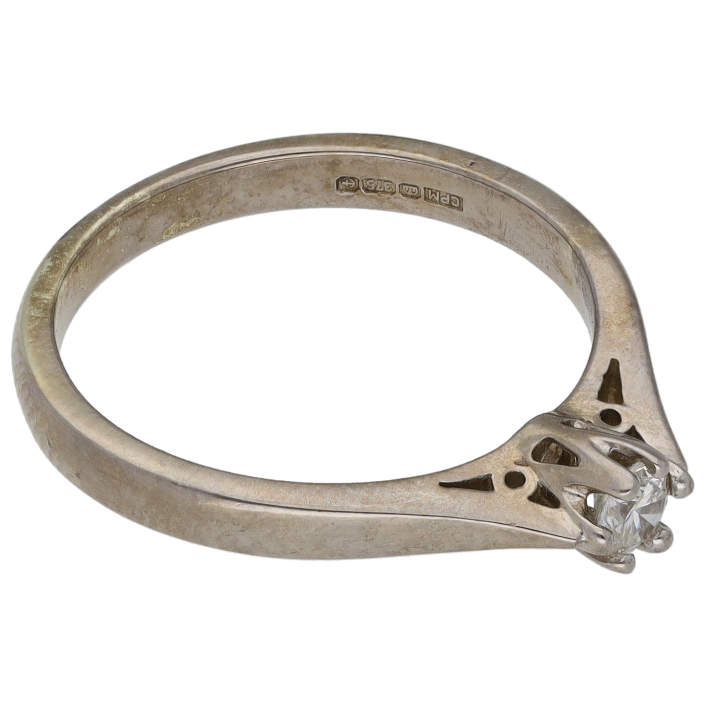 9ct White Gold 0.15ct Diamond Solitaire Ring Size L