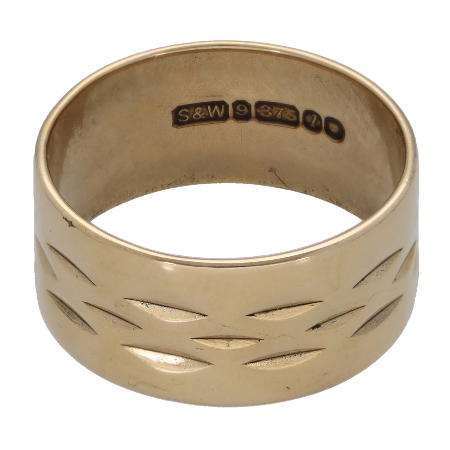 9ct Gold Patterned Wedding Ring Size M