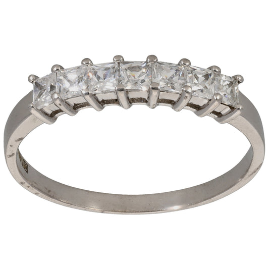 9ct White Gold Cubic Zirconia Half Eternity Ring Size R