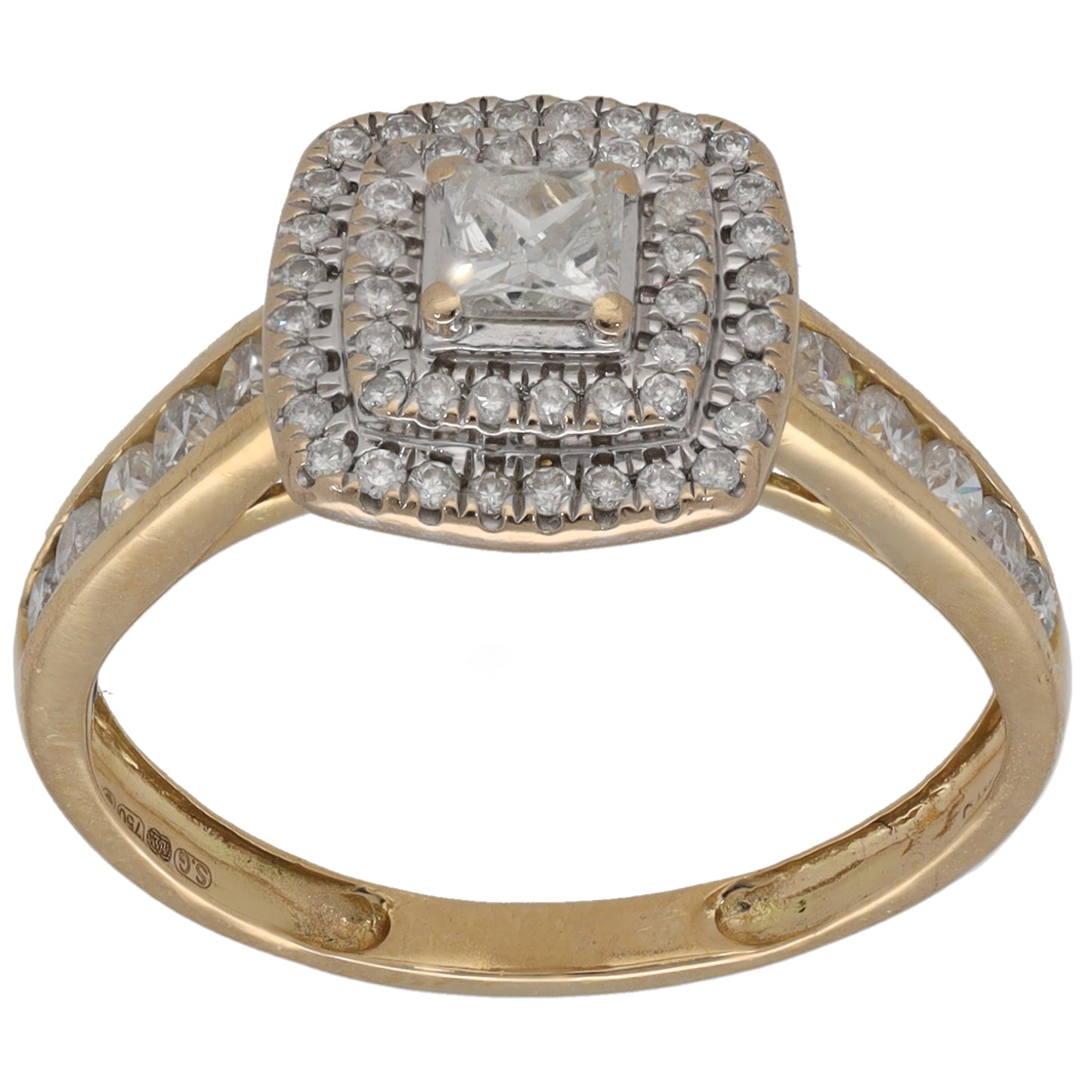 18ct Gold 0.75ct Diamond Cluster Ring Size N