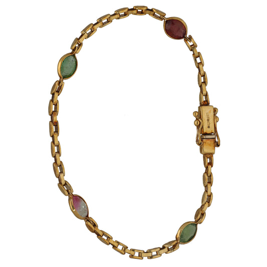 9ct Gold Tourmaline Fancy Stone Set Bracelet