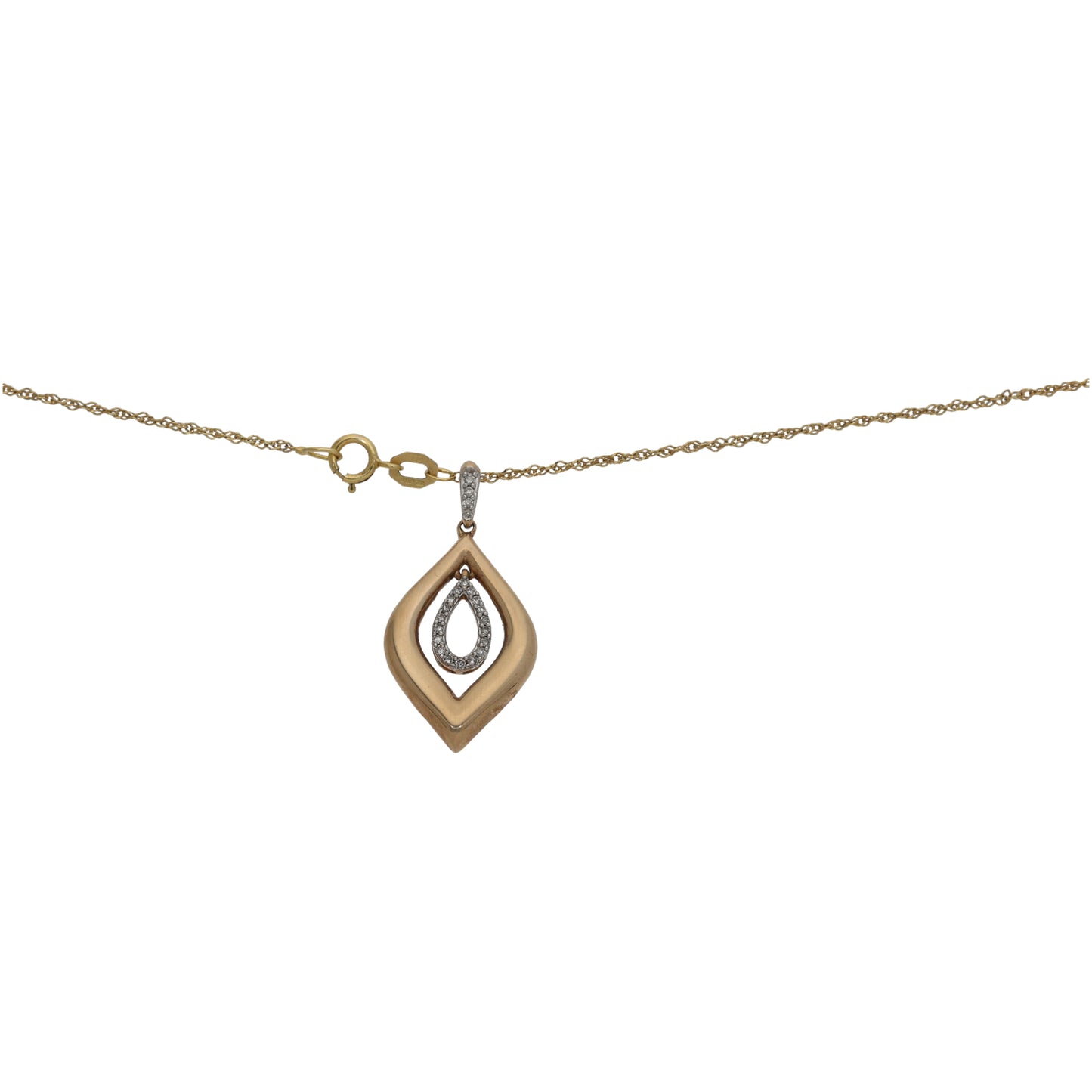 9ct Gold 0.105ct Diamond Dress/Cocktail Pendant With Chain