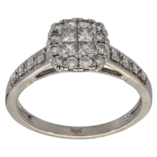 9ct White Gold 0.66ct Diamond Dress/Cocktail Ring Size O