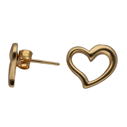 9ct Gold Heart Stud Earrings