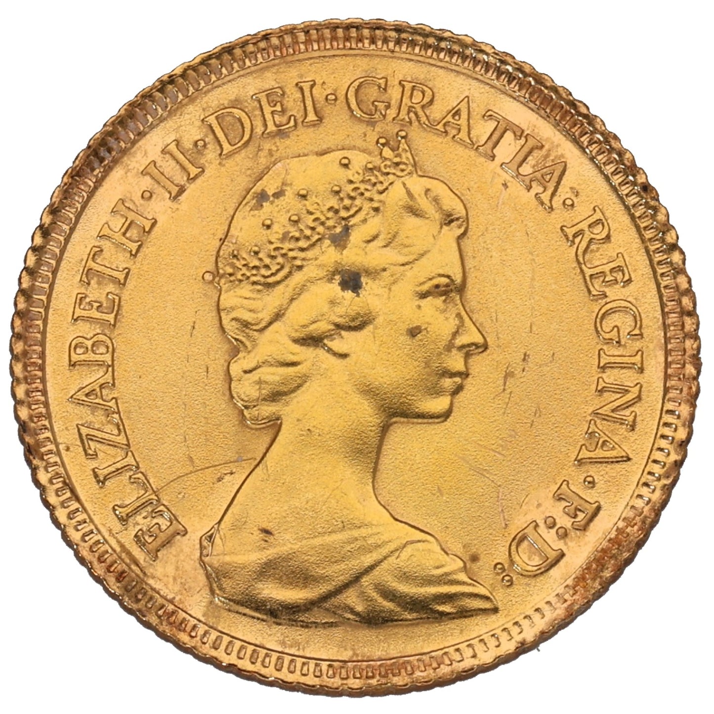 22ct Gold Queen Elizabeth II Half Sovereign Coin 1982
