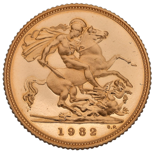 22ct Gold Queen Elizabeth II Half Sovereign Coin 1982