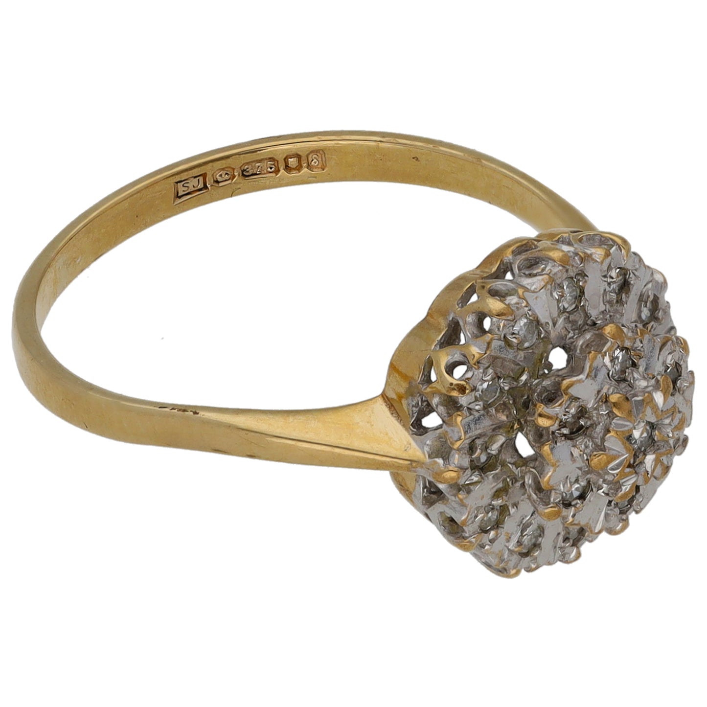 9ct Gold 0.095ct Diamond Cluster Ring Size M
