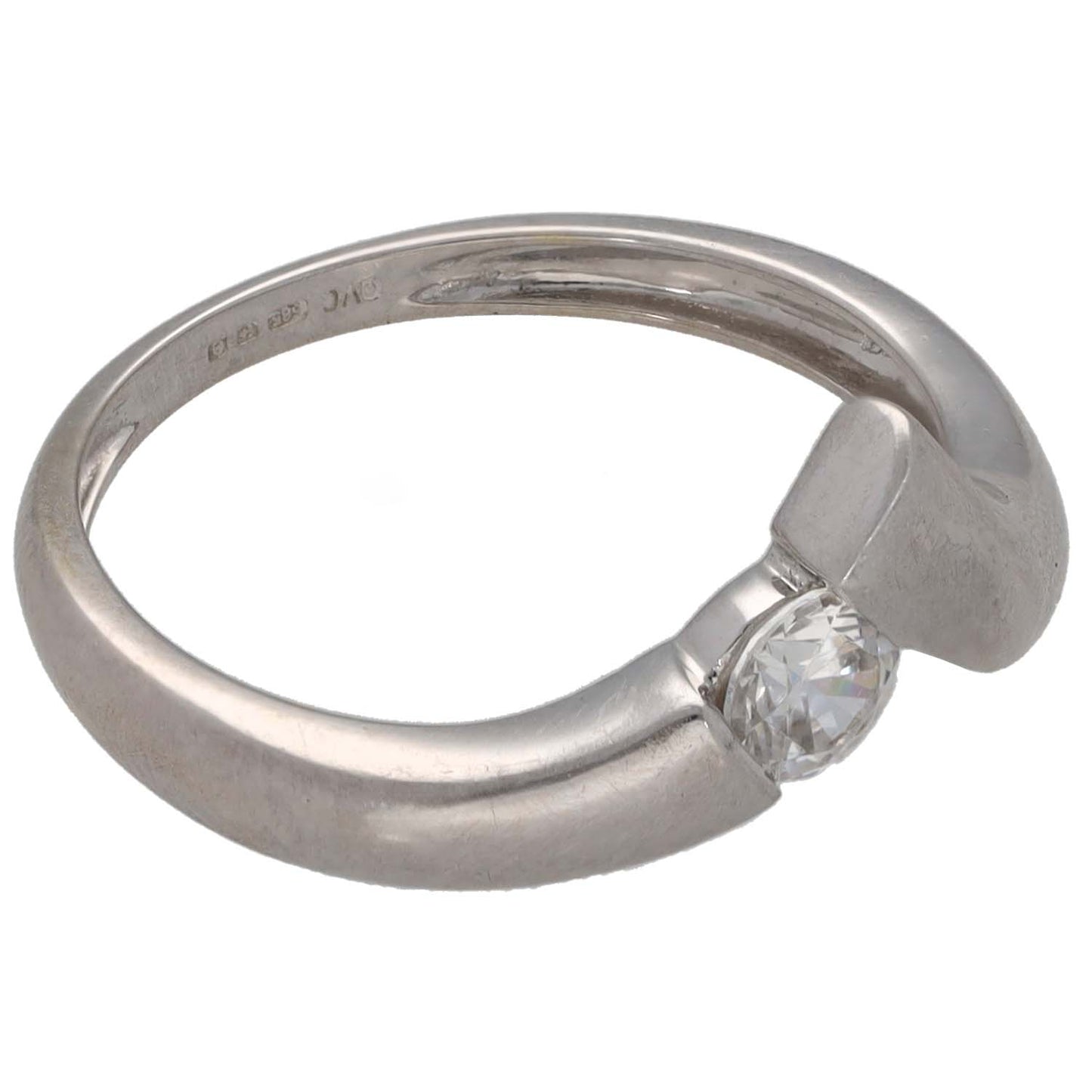 14ct White Gold Cubic Zirconia Single Stone Ring Size M