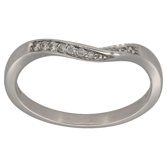 18ct White Gold 0.12ct Diamond Half Eternity Ring Size N