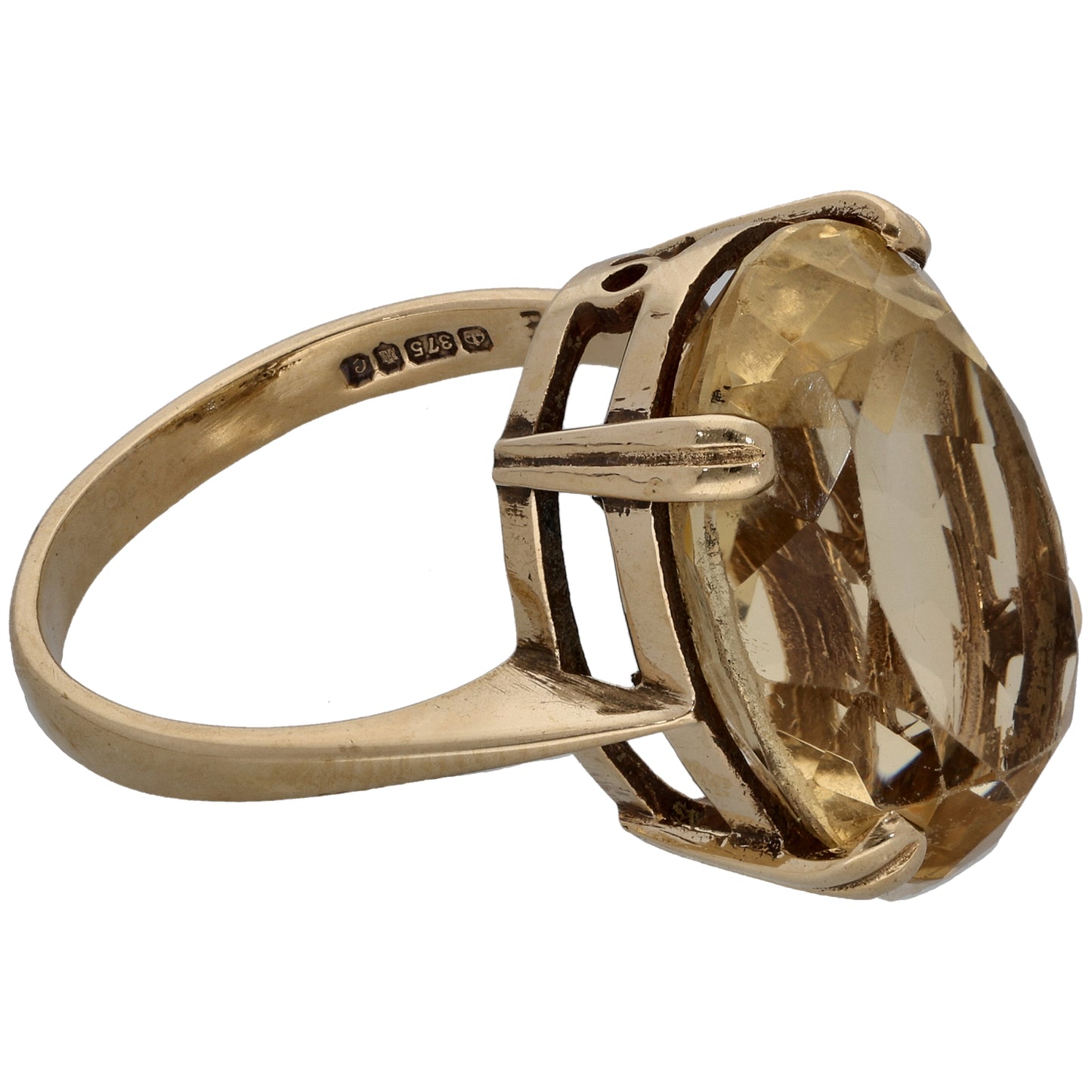 9ct Gold Citrine Single Stone Ring Size S