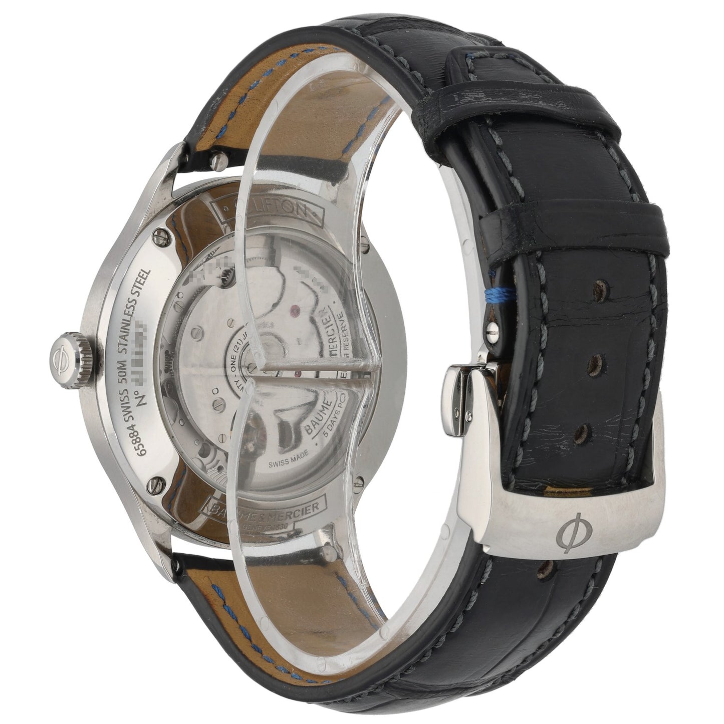 Baume Et Mercier Clifton 65884, stainless steel, white dial, front angle image