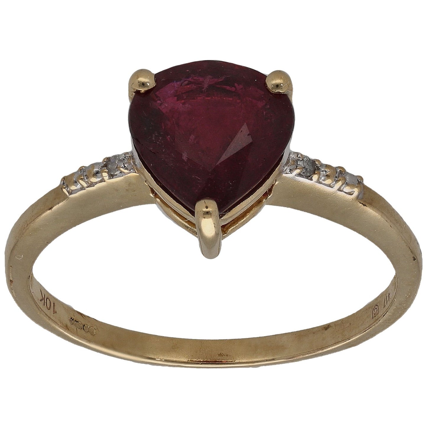 9ct Gold Tourmaline & 0.01ct Diamond Dress/Cocktail Ring Size P