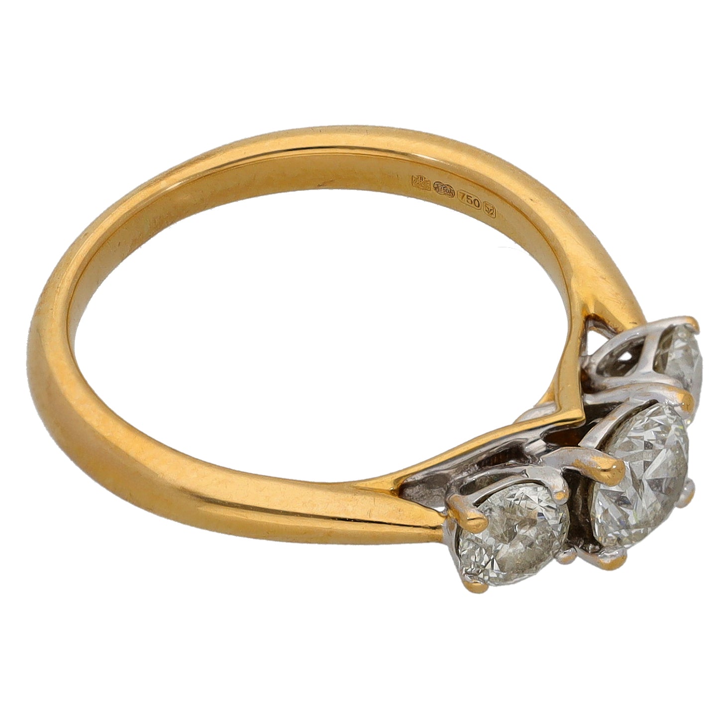 18ct Gold 1.00ct Diamond Trilogy Ring Size K