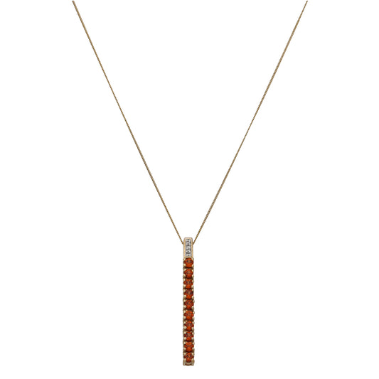 9ct Gold Garnet & Imitation Dress/Cocktail Pendant With Chain