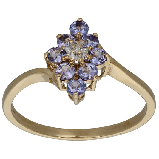 9ct Gold Tanzanite & 0.005ct Diamond Dress/Cocktail Ring Size P
