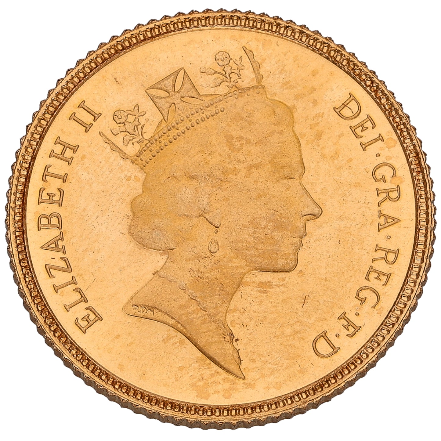 22ct Gold Queen Elizabeth II Half Sovereign Coin 1986