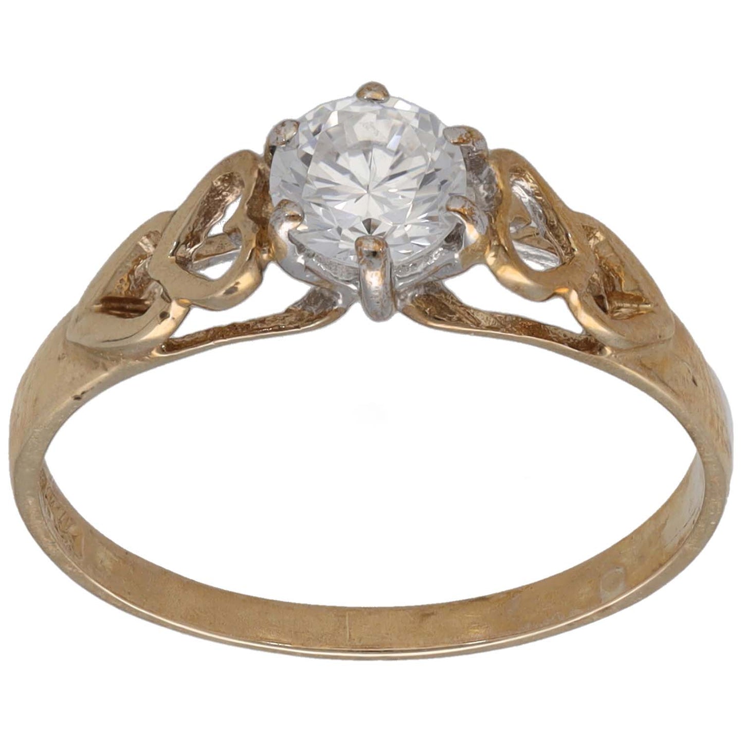 9ct Gold Cubic Zirconia Single Stone Ring Size N