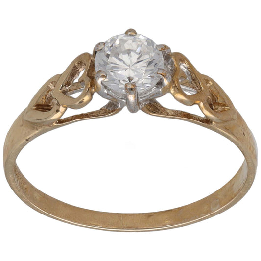 9ct Gold Cubic Zirconia Single Stone Ring Size N