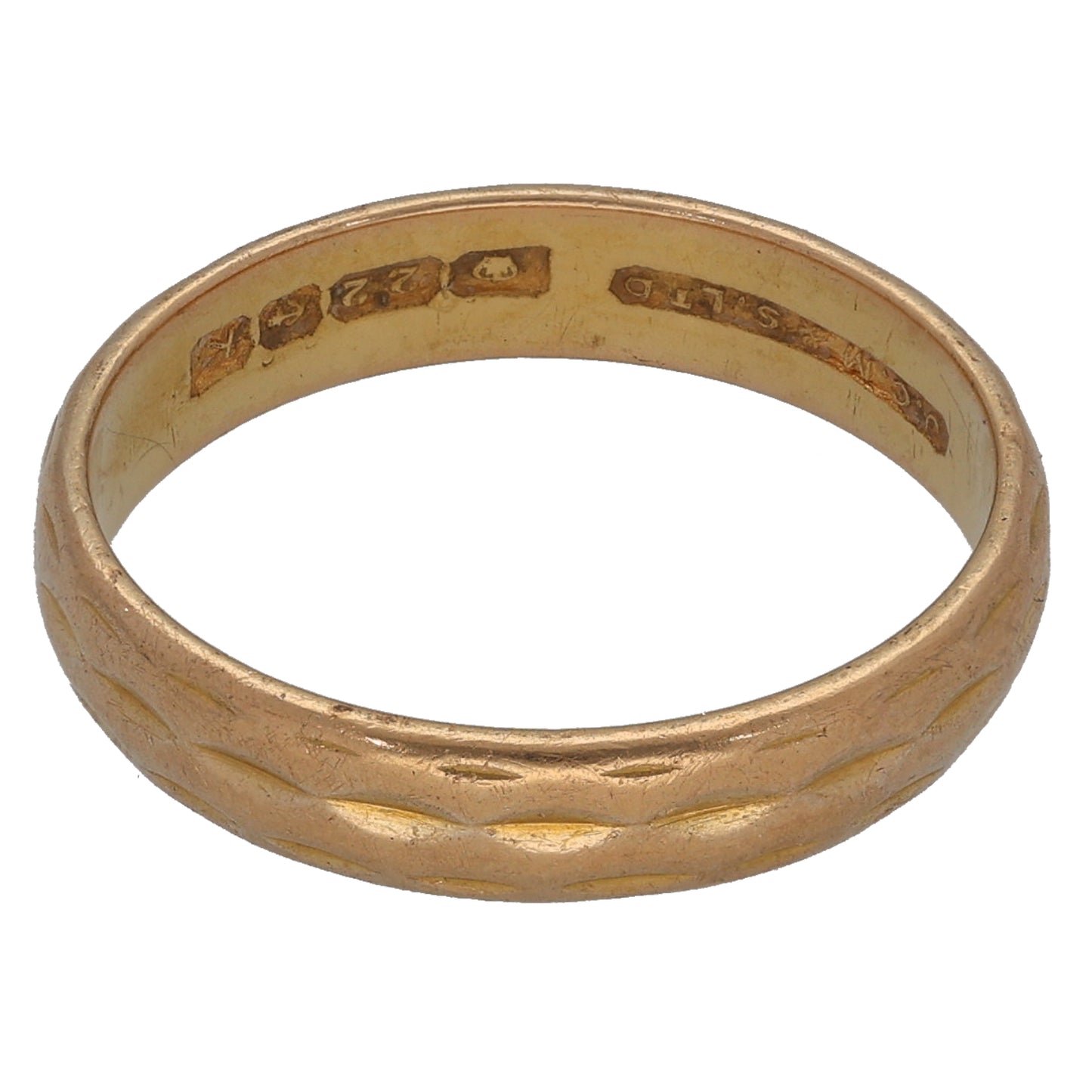 22ct Gold Patterned Wedding Ring Size O